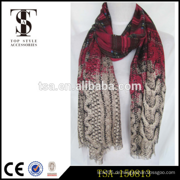 Mode Schals rot überprüft gefälschte stricken lange Acryl muslimischen Hijab Schal Fabrik direkt zu unterstützen